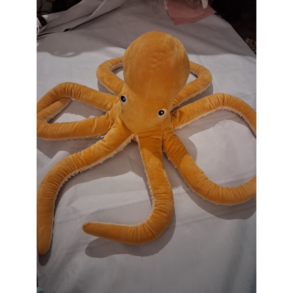 Octopus large plush stuffed animal 24in ocean theme decor yellow gold